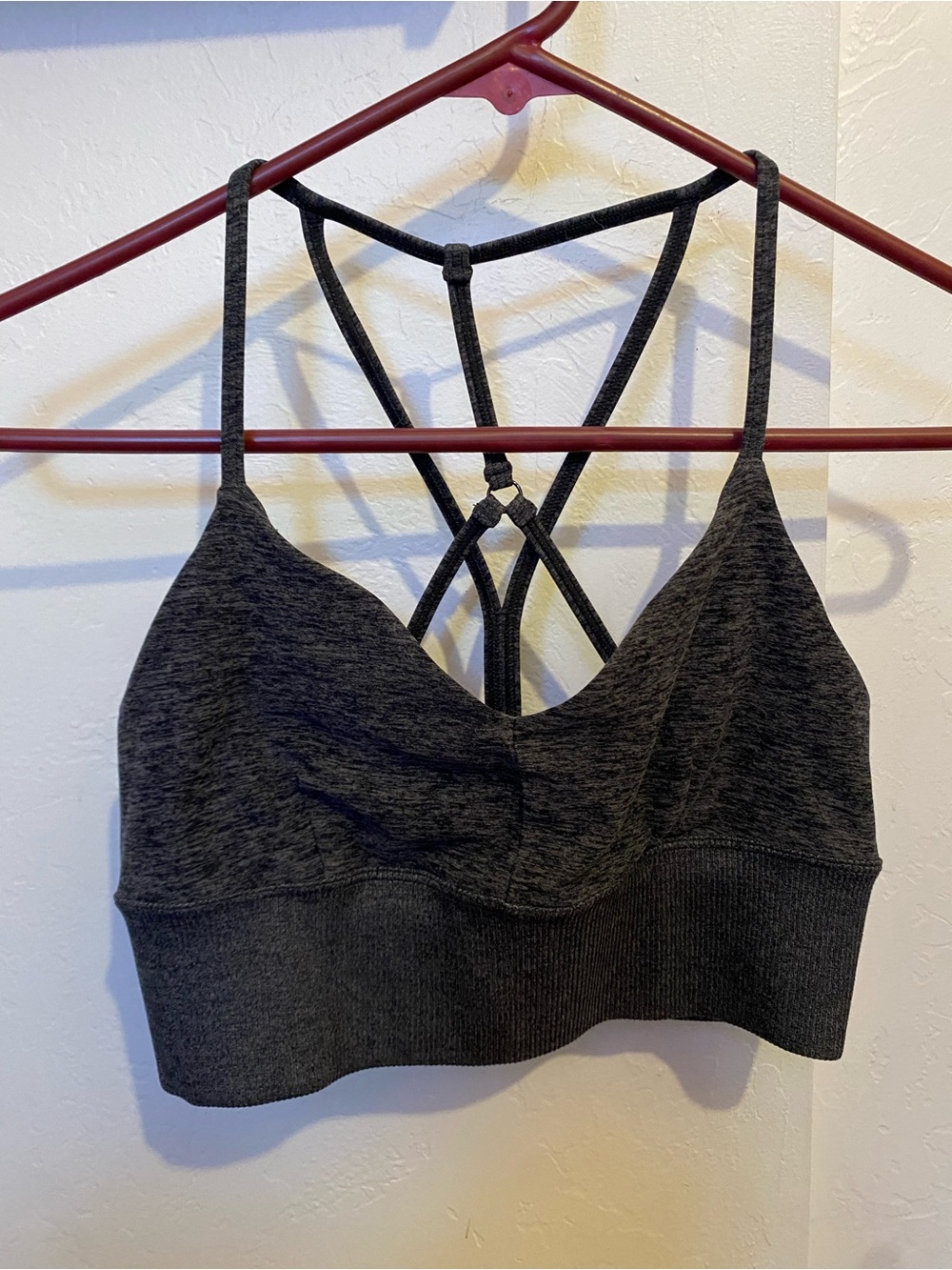 ALO Yoga Charcoal Grey Strappy Sports Bra